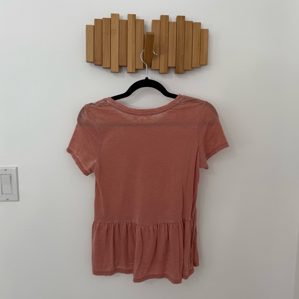 Women’s Pink Rose Short Sleeve Ruffle Top - Dusty Pink, Size S - Picture 2 of 3